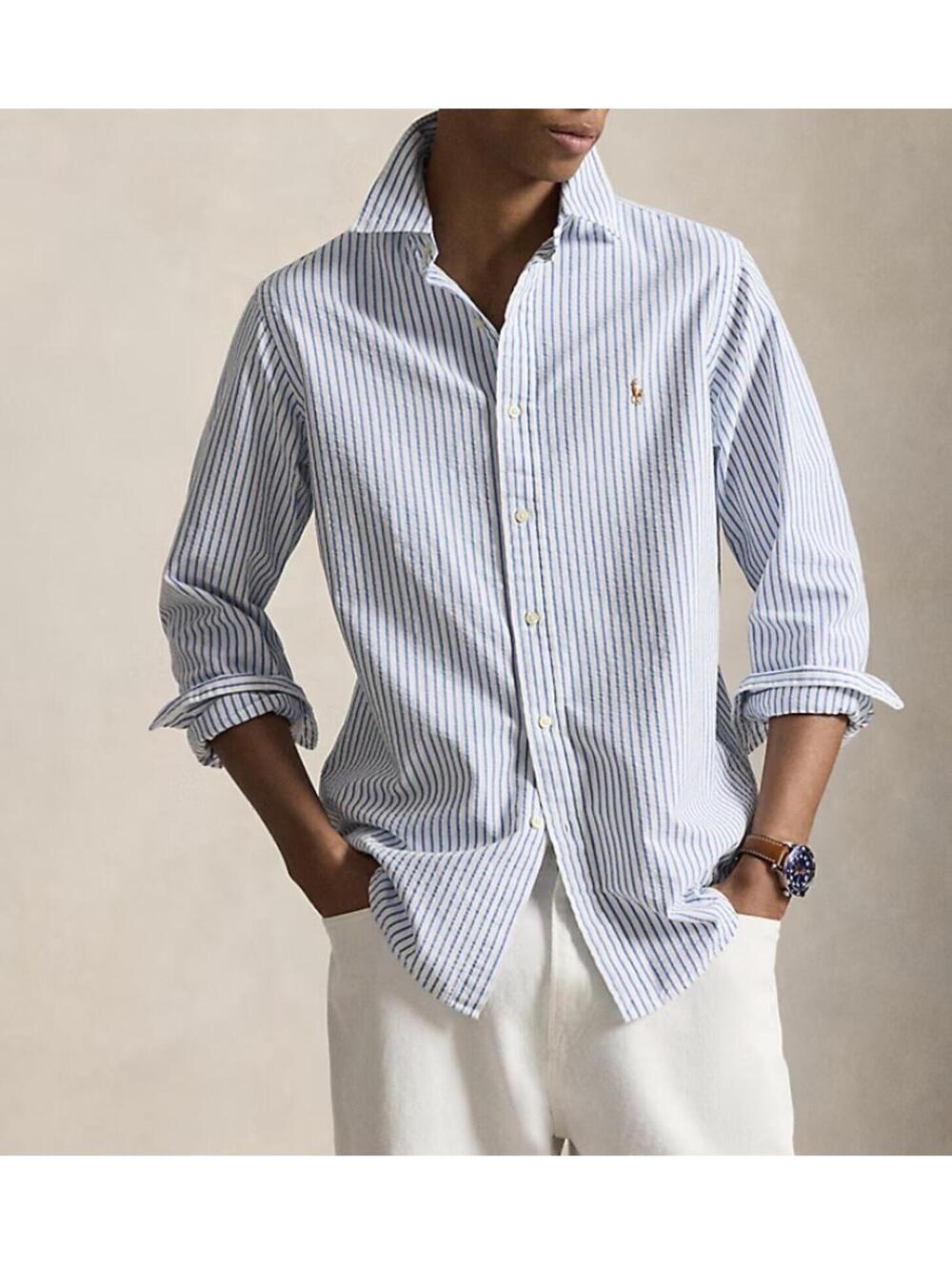 Ralph Lauren Blue | White Striped Cotton Shirt Size L
